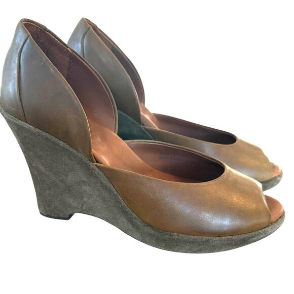 Kork Ease Women's Liliana Olive Green Leather and Suede Wedge Pumps - Size 8/39 - Picture 4 of 10